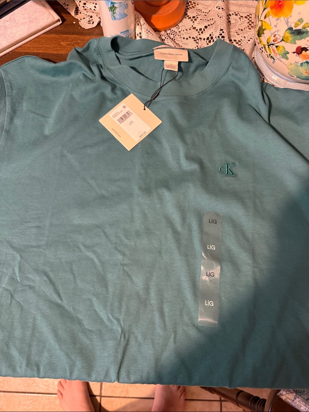 Calvin Klein Jeans Teal Crew Neck Short Sleeve Tee relaxed fit